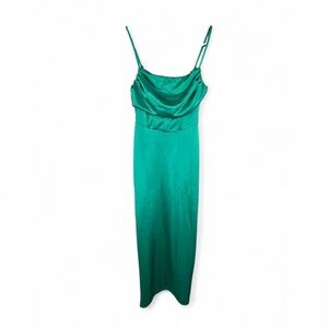 Asos Emerald Green Spaghetti Strap Satiny Corset Evening Dress, Women Size 6